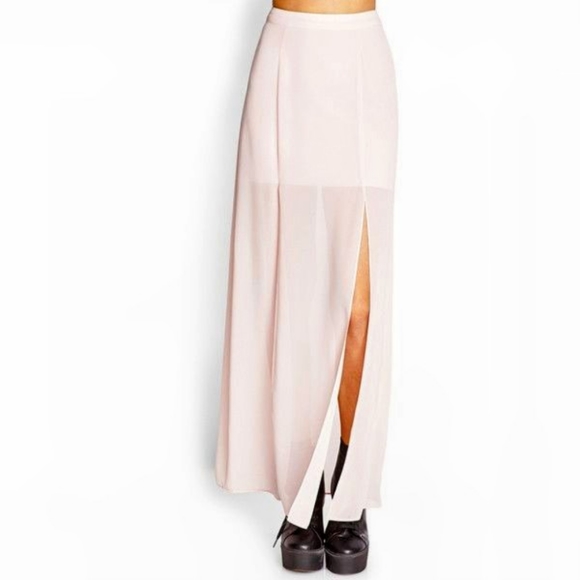 🐰Forever 21 Double Slit Light Pink Maxi Skirt - Picture 2 of 7